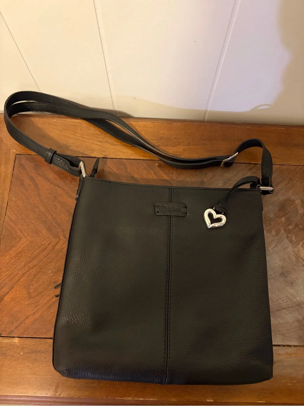 Brighton Black Leather Crossbody with Braided Tassel Detail